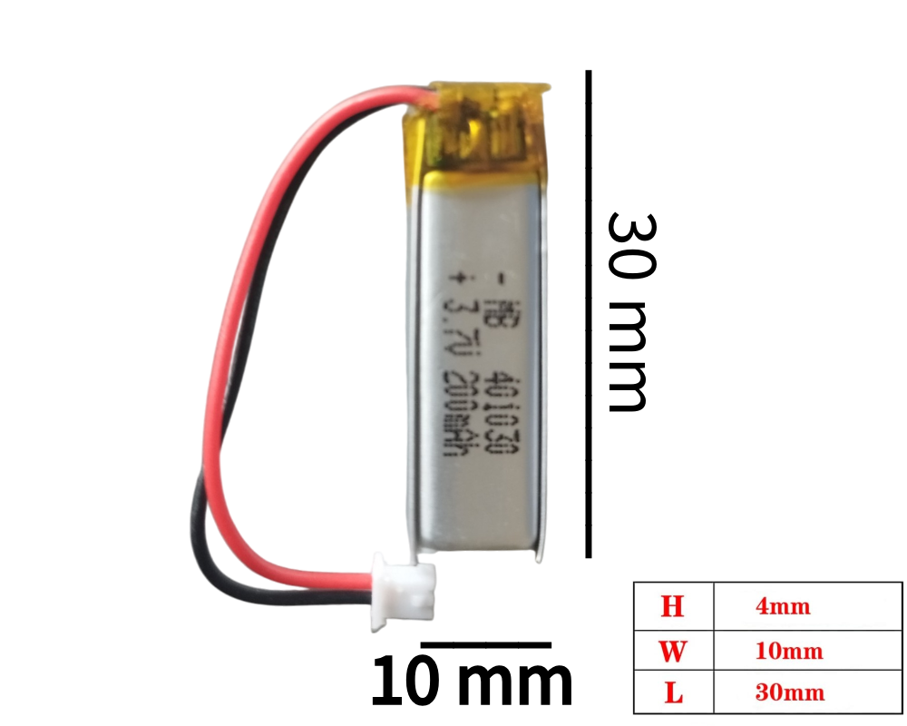Batería plana de Litio Li-ion 401030 de 3.7V 200mAh
