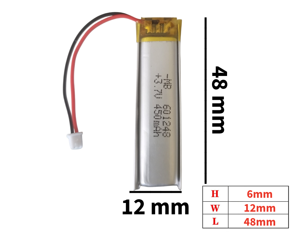 Batería plana de Litio Li-ion 601248 de 3.7V 450mAh